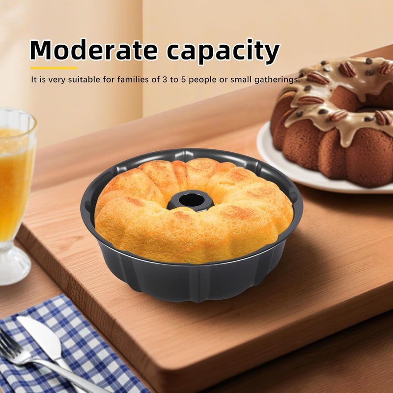 JSJMOFA 2 Pack Non-Stick Fluted Cake Pan, 9.5 Inch Ring Cake Pan, Heavy Duty Carbon Steel Round Pans Baking Pound Cakes, Fluted Cakes Tins for Baking, Black - Image 5